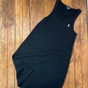 Vintage Y2K Ralph Lauren racer back sleeveless black t shirt mini dress size lge